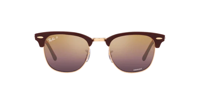 Ray-Ban | 3016F Clubmaster | Bordeaux On Rose Gold Polarised - iKANDi Sunglasses