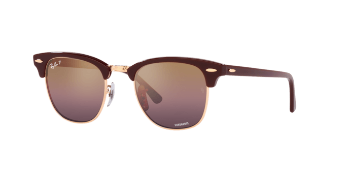 Ray-Ban | 3016 Clubmaster | Bordeaux On Rose Gold Polarised - iKANDi Sunglasses