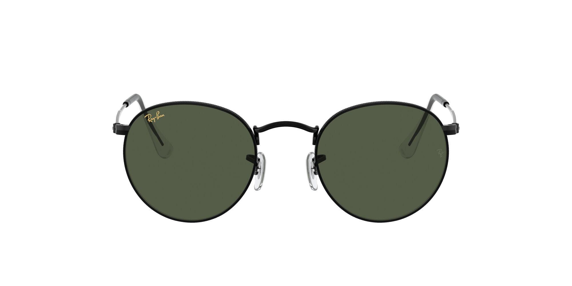 Ray-Ban RB3447 Round Metal Black Unisex Sunglasses Green Size 47