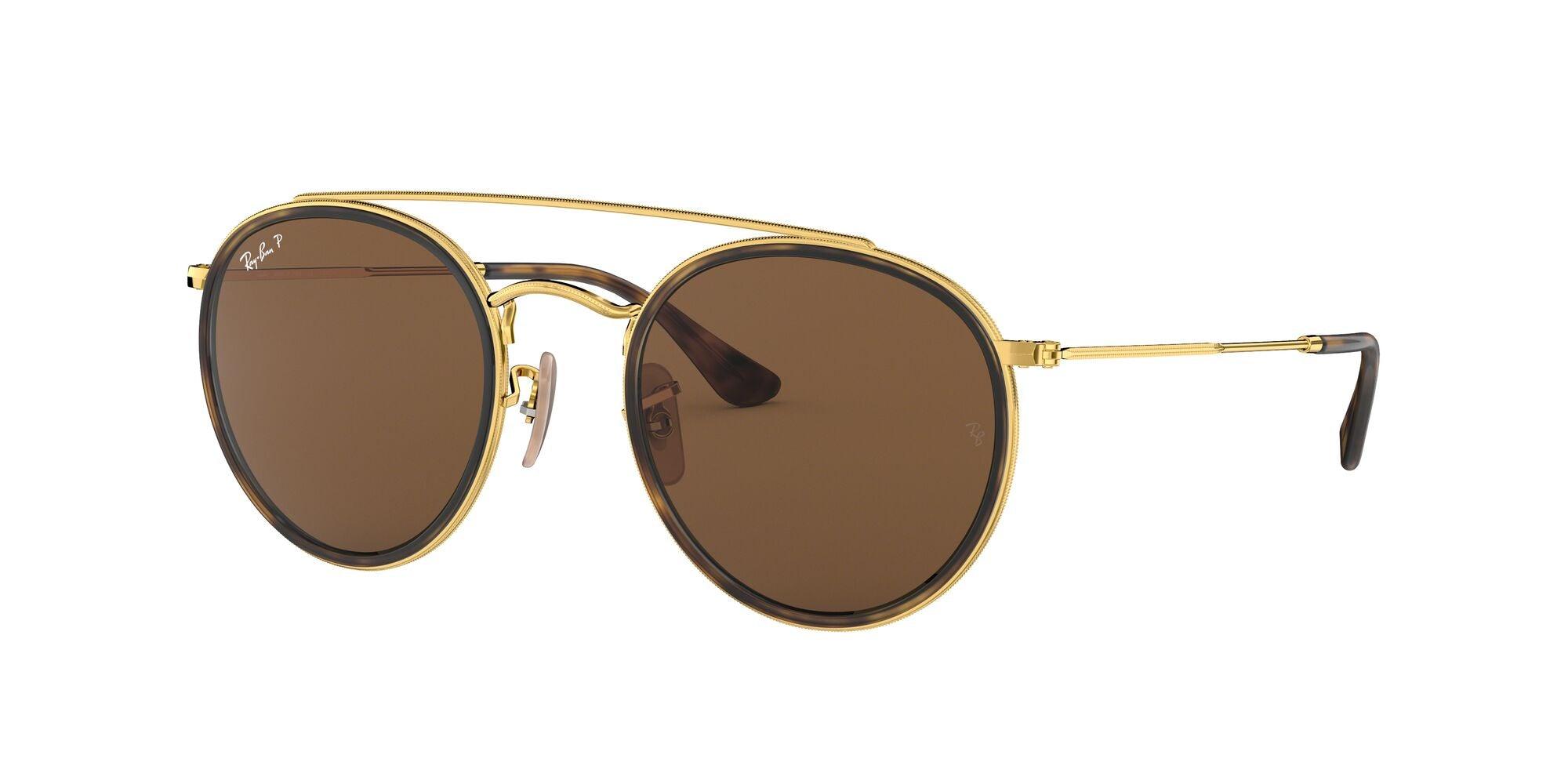 Ray-Ban | 3647N Round Double Bridge | Gold Polarised - iKANDi Sunglasses