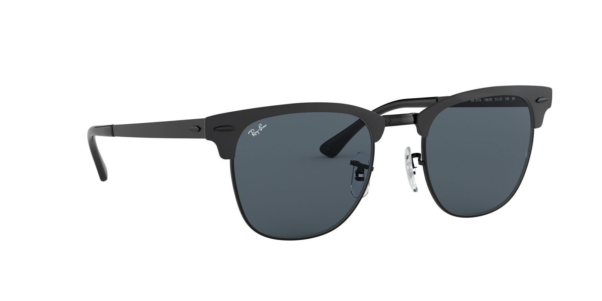 Ray-Ban | 3716 Clubmaster Metal | Shiny Black Top Matte - iKANDi Sunglasses
