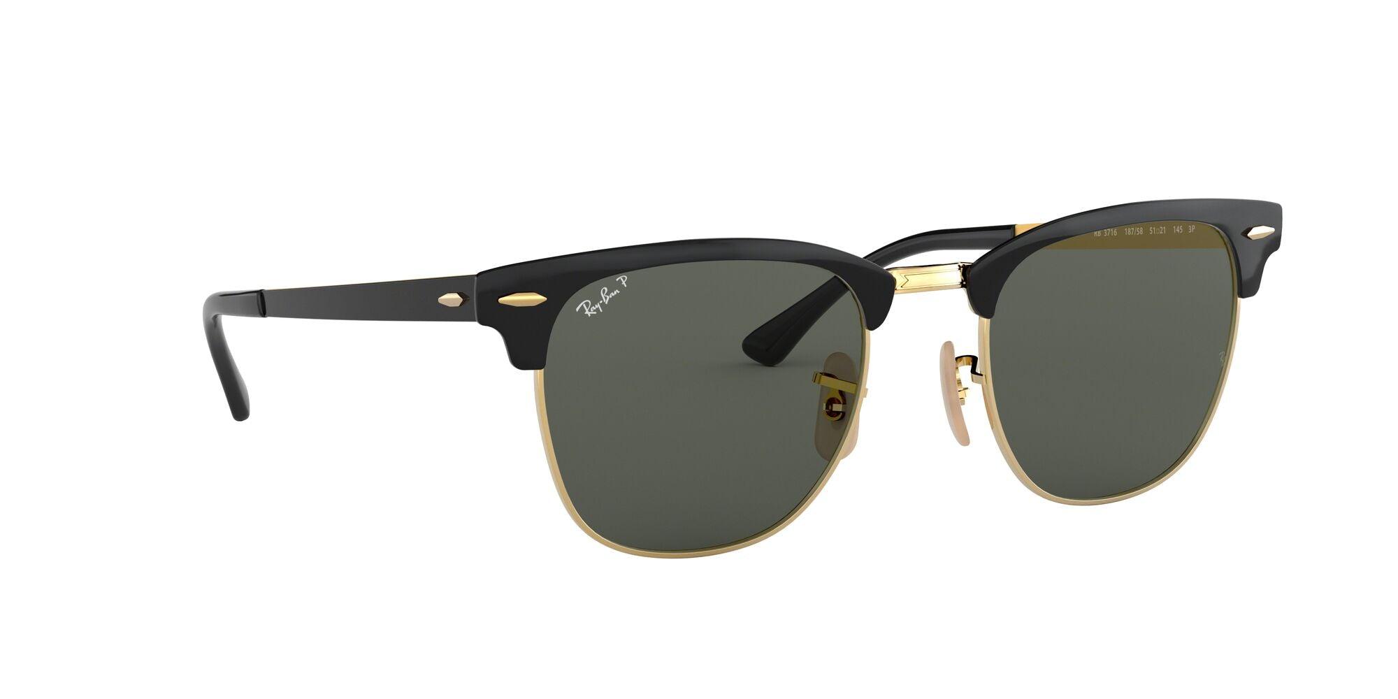 Ray-Ban | 3716 Clubmaster Metal | Gold Top Black Polarised - iKANDi Sunglasses