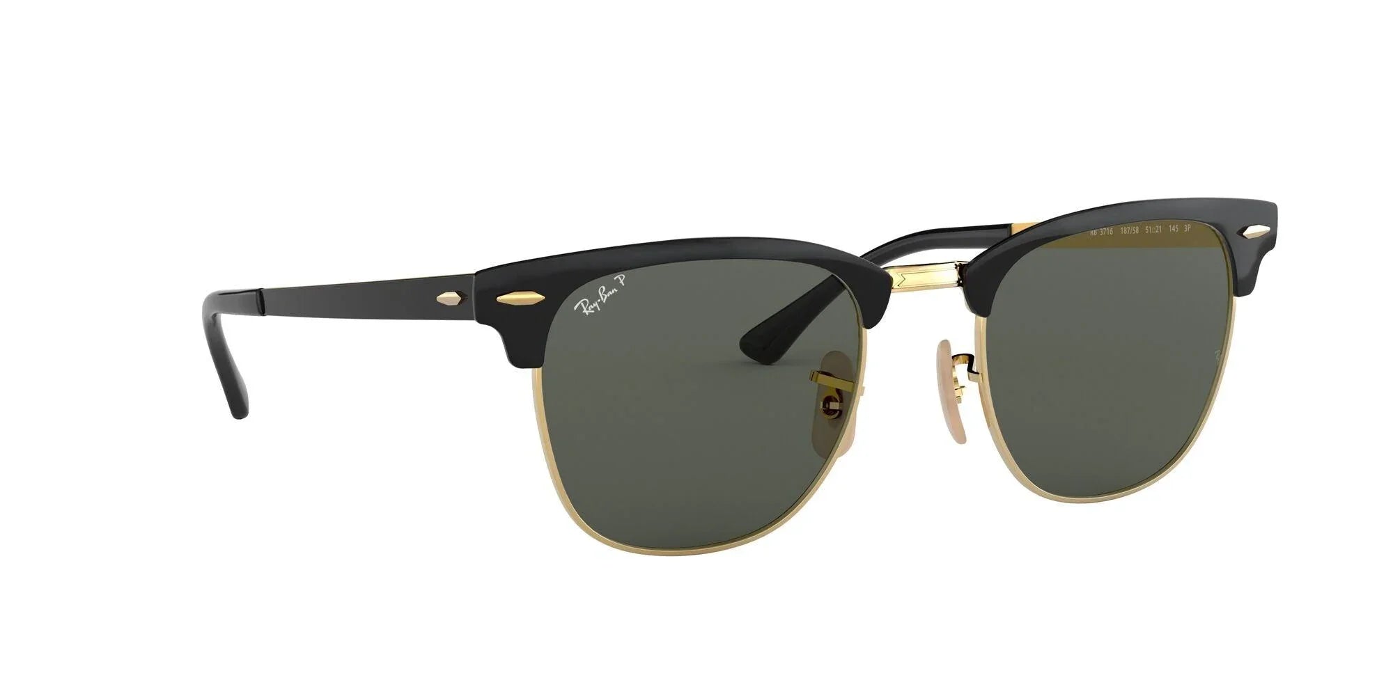 Ray-Ban | 3716 Clubmaster Metal | Gold Top Black Polarised - iKANDi Sunglasses