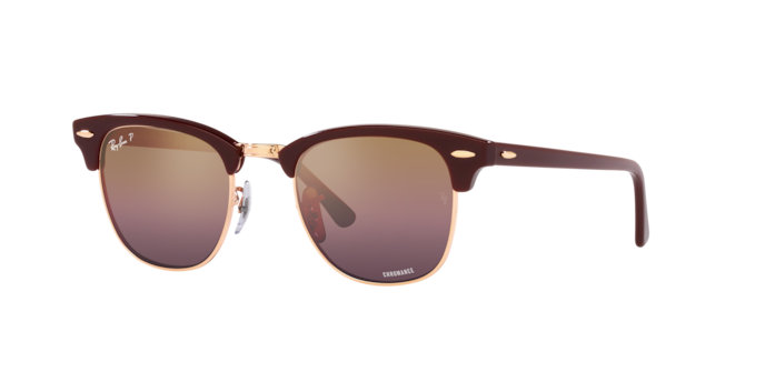 Ray-Ban | 3016F Clubmaster | Bordeaux On Rose Gold Polarised