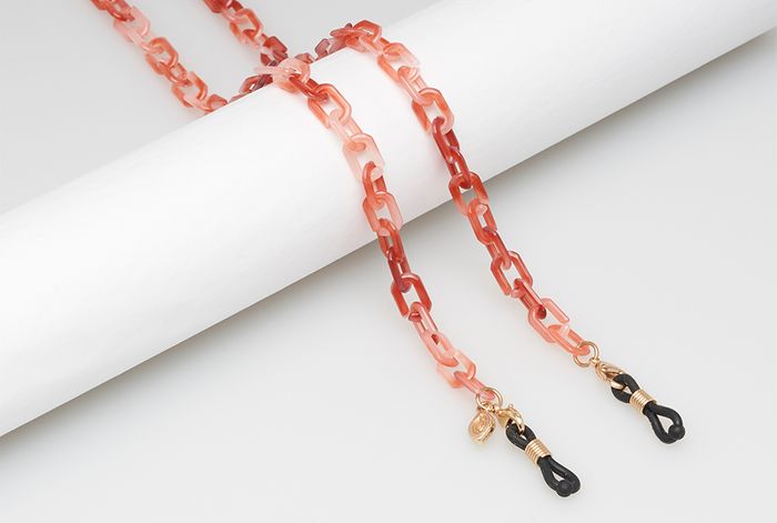 Square Link Necklace | Coral